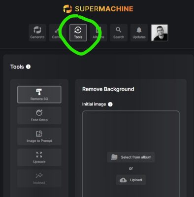 Tools - weitere Werkzeuge in Supermachine