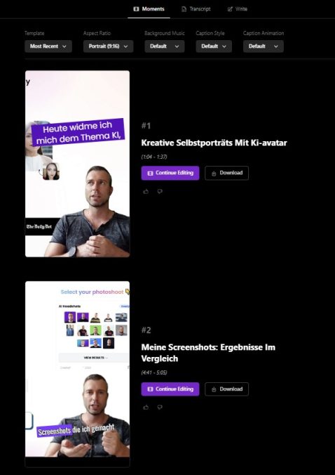 Minvo generiert daraus mehrere Short-Videos