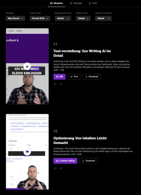 Shorts aus langen Videos erstellen