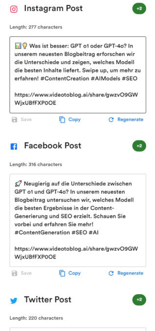 Texte für verschiedene Social Media Plattformen