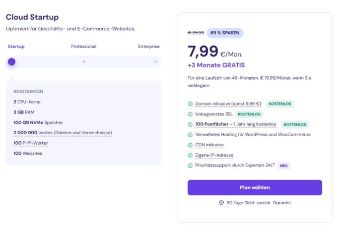 Hostinger Cloud Hosting Pläne