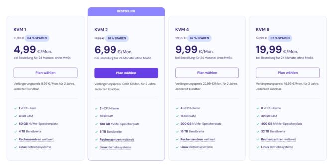 Hostinger VPS-Hosting Preise