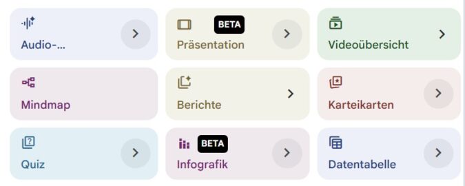NotebookLM Spezialfunktionen