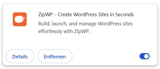 ZipWP Chrome Erweiterung