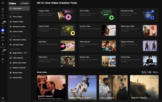 KI-Videofunktionen in OpenArt