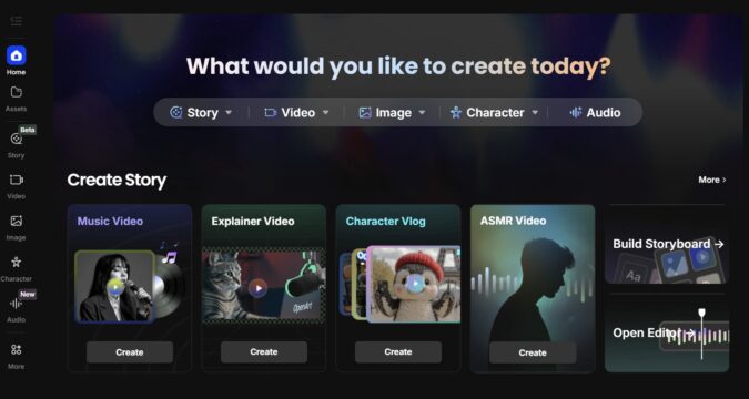 Programmoberfläche von OpenArt