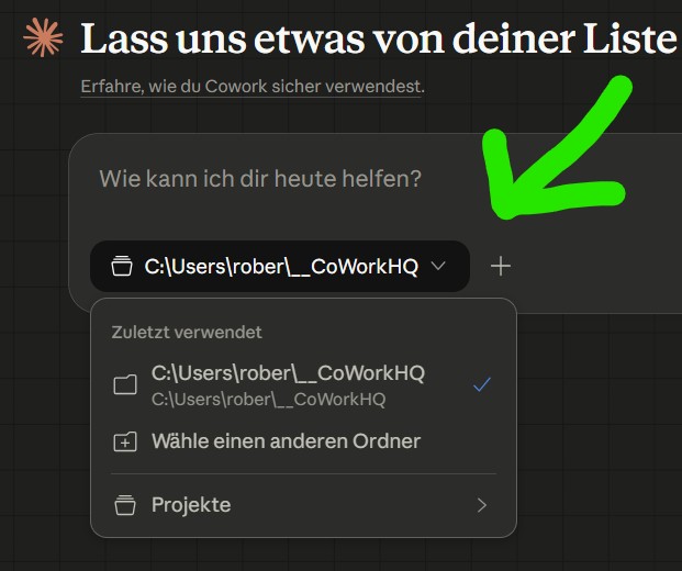 Ordner an Cowork zuweisen