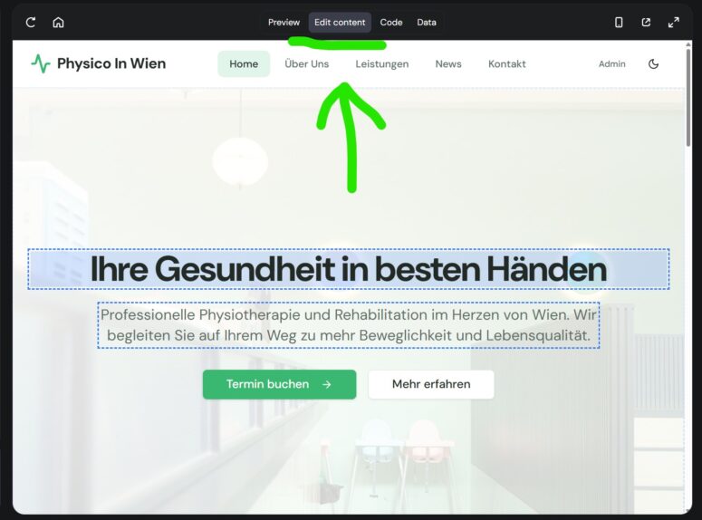 Webseite weiter bearbeiten