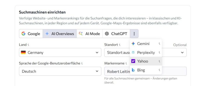 SE Ranking AI-Tracking - Rankings in Google, AI Overviews, AI Mode und ChatGPT verfolgen