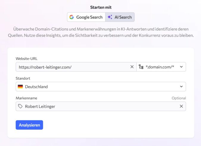 SE Ranking AI-Wettbewerbsanalyse - Domain-Citations und Markenerwähnungen in KI-Antworten überwachen