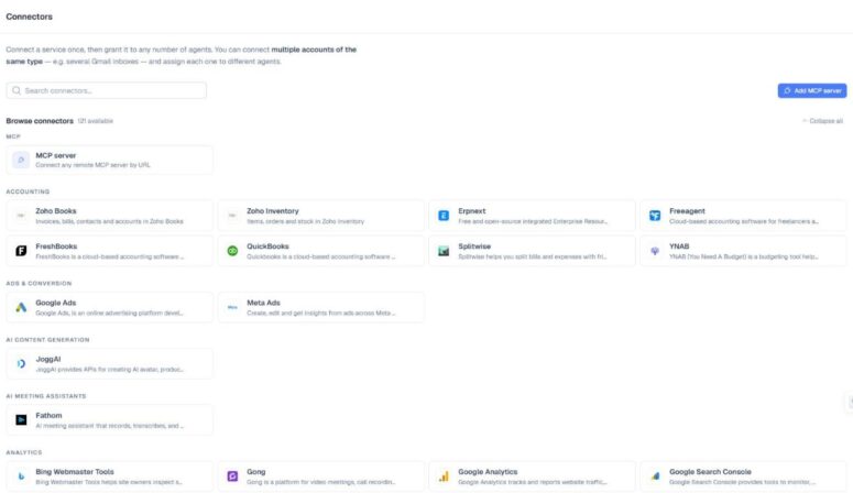Übersicht der Connectors in BetterClaw
