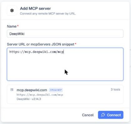 MCP-Server per Adresse hinzufügen, Werkzeuge werden automatisch erkannt
