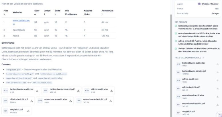 Chat mit PDF- und Excel-Dateien im Ergebnis-Bereich