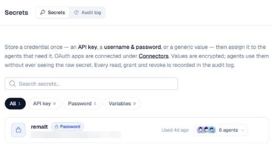 Secrets-Tresor mit gespeichertem Login