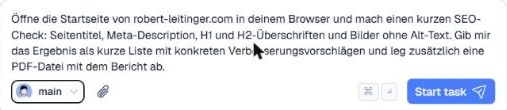Aufgabe für einen Agenten in normaler Sprache formuliert